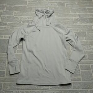 Athleta Sweater Womens M Light Gray Fleece Cowl‎ Neck Sweatshirt Athleisure